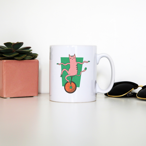 Unicycle cat mug coffee tea cup - Graphic Gear