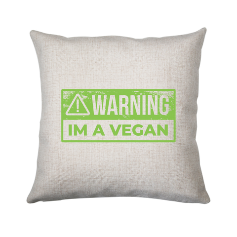 Warning vegan cushion cover pillowcase linen home decor - Graphic Gear