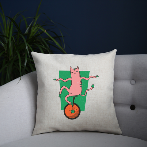 Unicycle cat cushion cover pillowcase linen home decor - Graphic Gear