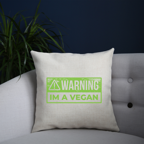 Warning vegan cushion cover pillowcase linen home decor - Graphic Gear