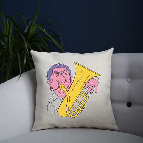 Saxhorn player cushion cover pillowcase linen home decor - Graphic Gear