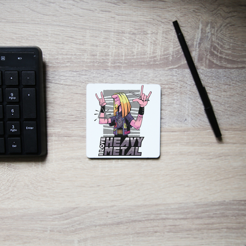 I love heavy metal coaster drink mat - Graphic Gear