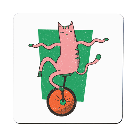 Unicycle cat coaster drink mat - Graphic Gear