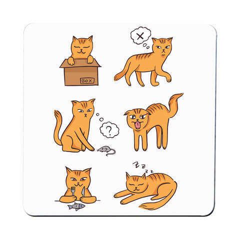 Cat moods coaster drink mat - Graphic Gear
