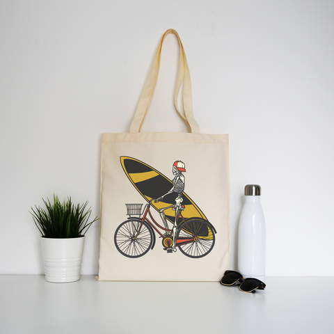 Skeleton cycling tote bag canvas shopping - Graphic Gear