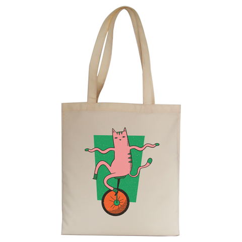 Unicycle cat tote bag canvas shopping - Graphic Gear