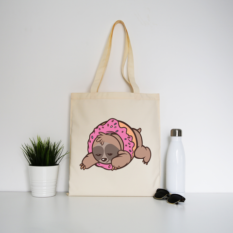 Sloth donut tote bag canvas shopping - Graphic Gear