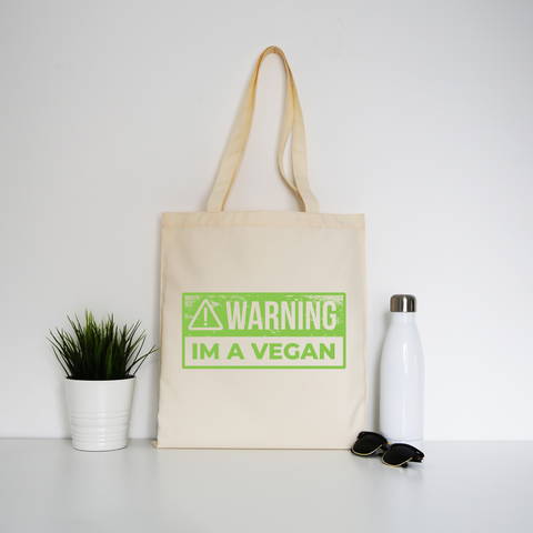 Warning vegan tote bag canvas shopping - Graphic Gear
