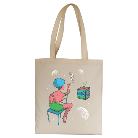 Woman in space tote bag canvas shopping - Graphic Gear