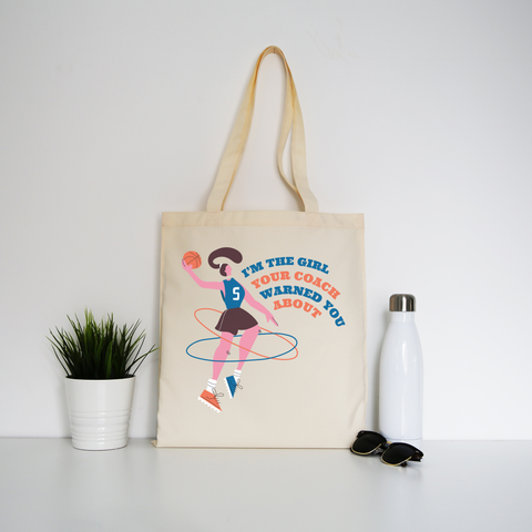 Basketball girl quote tote bag canvas shopping - Graphic Gear
