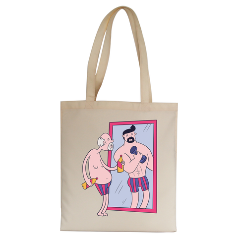 Old man mirror tote bag canvas shopping - Graphic Gear