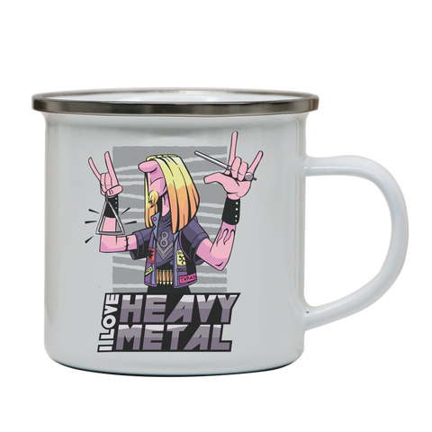 I love heavy metal enamel camping mug outdoor cup colors - Graphic Gear