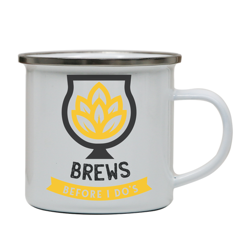 Brews before i dos enamel camping mug outdoor cup colors - Graphic Gear