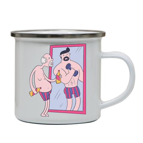 Old man mirror enamel camping mug outdoor cup colors - Graphic Gear