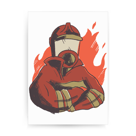 Firefighter flames print poster wall art decor - Graphic Gear