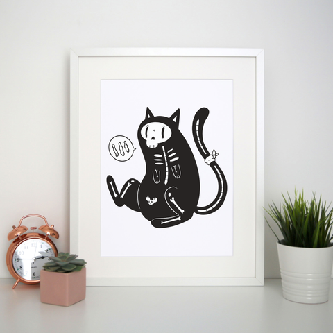 Skeleton cat girl print poster wall art decor - Graphic Gear