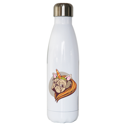 Unicorn pug water bottle stainless steel reusable - Graphic Gear