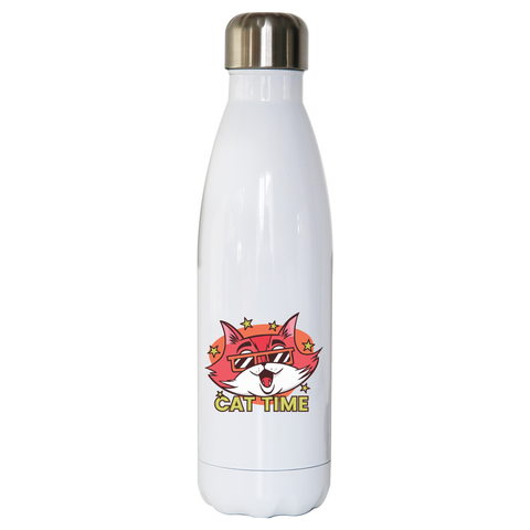 Cat time water bottle stainless steel reusable - Graphic Gear