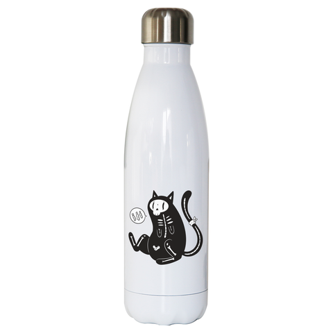 Skeleton cat girl water bottle stainless steel reusable - Graphic Gear