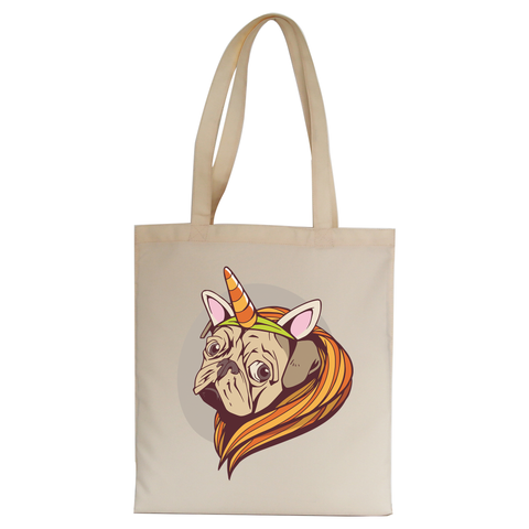Unicorn pug tote bag canvas shopping - Graphic Gear
