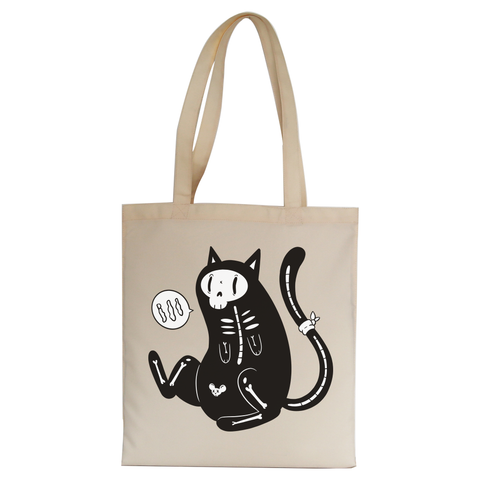 Skeleton cat girl tote bag canvas shopping - Graphic Gear