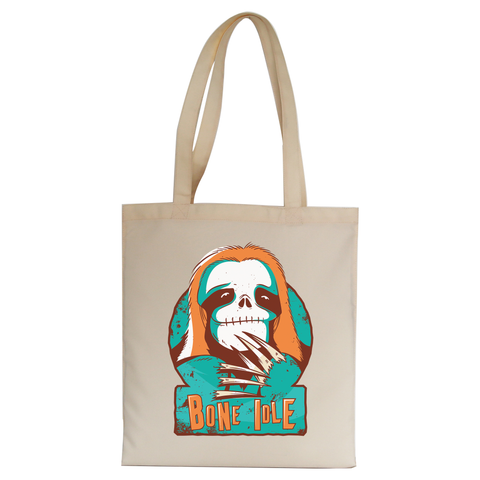 Sloth skull tote bag canvas shopping - Graphic Gear