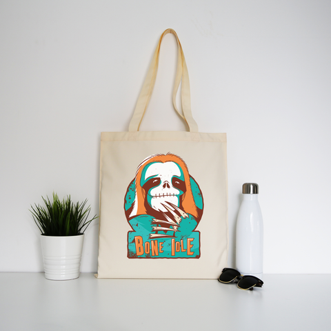 Sloth skull tote bag canvas shopping - Graphic Gear