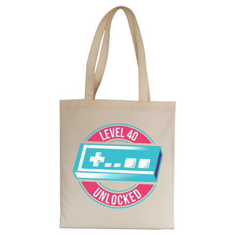 Level 40 unlocked tote bag canvas shopping - Graphic Gear