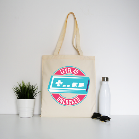 Level 40 unlocked tote bag canvas shopping - Graphic Gear
