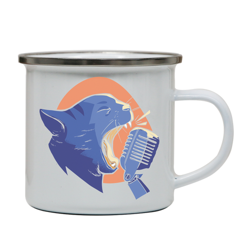Singing cat enamel camping mug outdoor cup colors - Graphic Gear