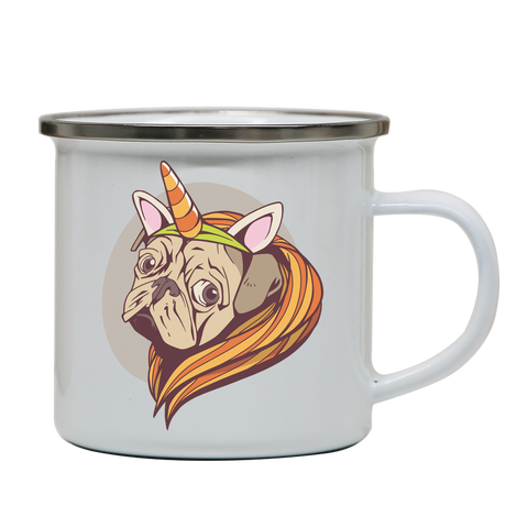 Unicorn pug enamel camping mug outdoor cup colors - Graphic Gear