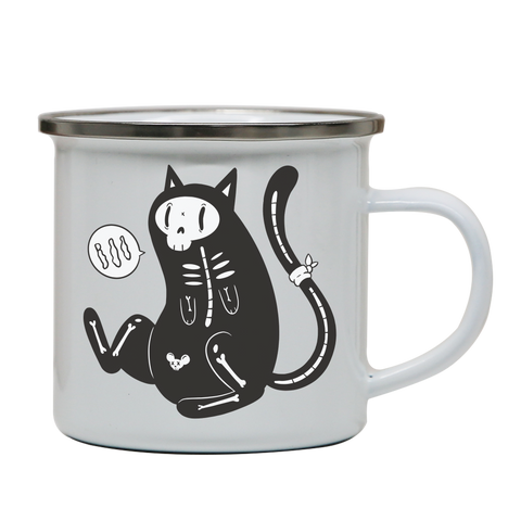 Skeleton cat girl enamel camping mug outdoor cup colors - Graphic Gear