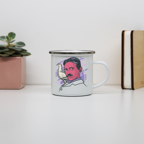 Tesla bird enamel camping mug outdoor cup colors - Graphic Gear