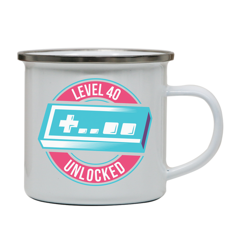 Level 40 unlocked enamel camping mug outdoor cup colors - Graphic Gear