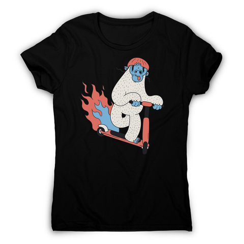 Yeti riding scooter women's t-shirt - Graphic Gear
