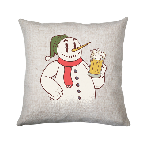 Snowman drinking beer cushion cover pillowcase linen home decor - Graphic Gear