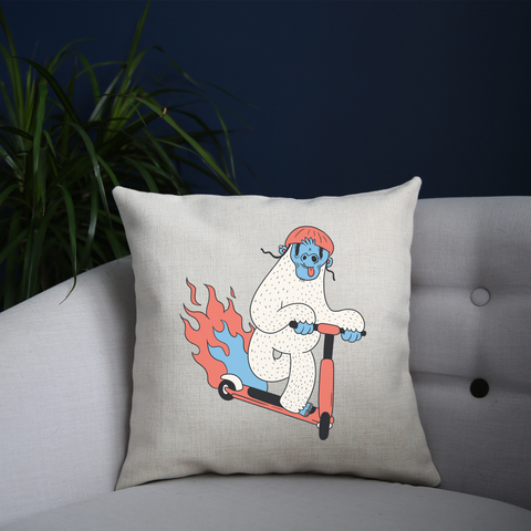Yeti riding scooter cushion cover pillowcase linen home decor - Graphic Gear