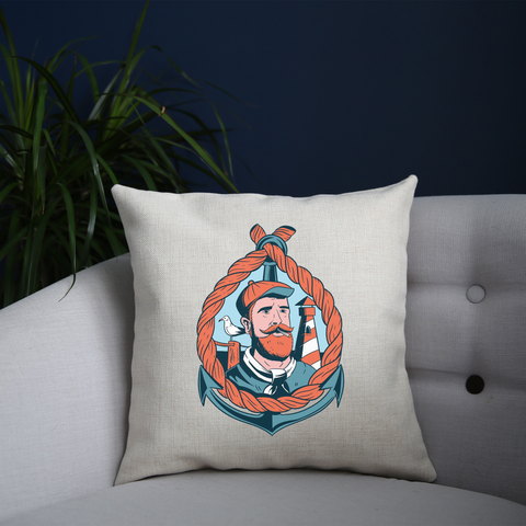 Bearded sailor cushion cover pillowcase linen home decor - Graphic Gear