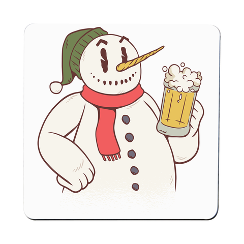 Snowman drinking beer coaster drink mat - Graphic Gear