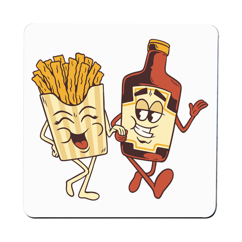 Fries and ketchup couple coaster drink mat - Graphic Gear