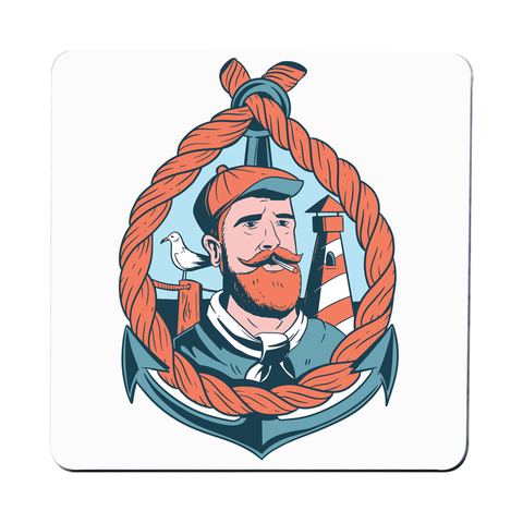 Bearded sailor coaster drink mat - Graphic Gear