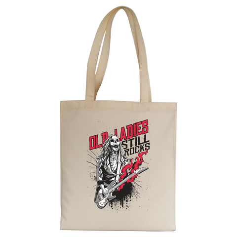 Old lady zombie rocker tote bag canvas shopping - Graphic Gear