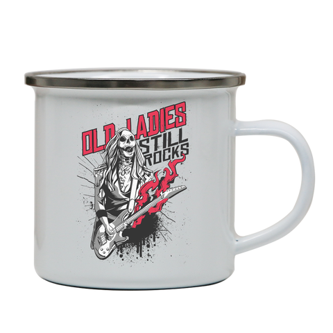 Old lady zombie rocker enamel camping mug outdoor cup colors - Graphic Gear