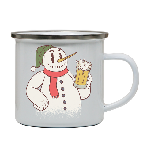 Snowman drinking beer enamel camping mug outdoor cup colors - Graphic Gear