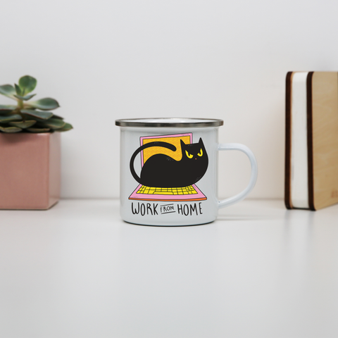 Home office cat enamel camping mug outdoor cup colors - Graphic Gear