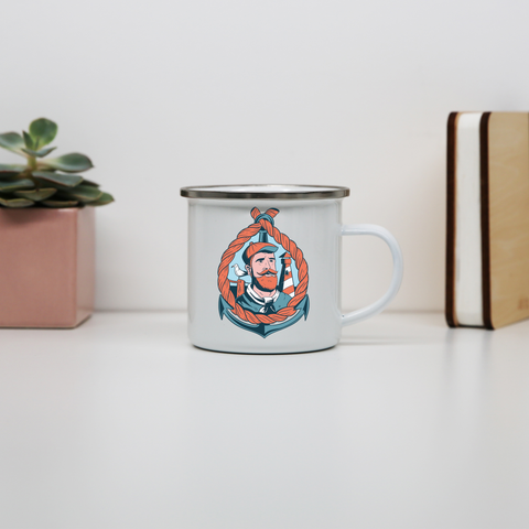 Bearded sailor enamel camping mug outdoor cup colors - Graphic Gear