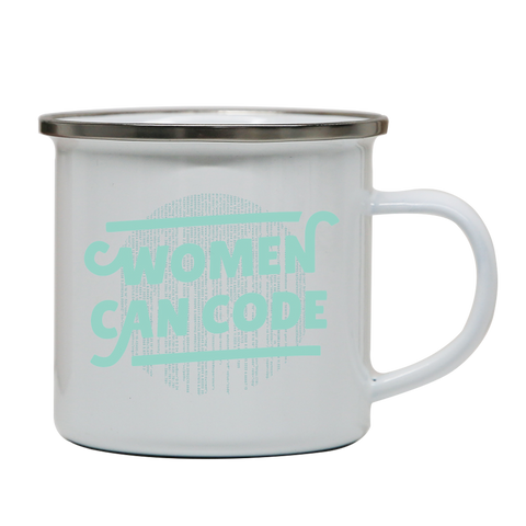 Women code enamel camping mug outdoor cup colors - Graphic Gear