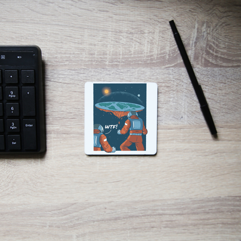 Flat earth astronauts coaster drink mat - Graphic Gear
