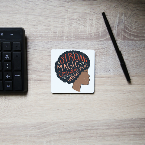 Proud afro woman quote coaster drink mat - Graphic Gear