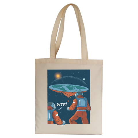 Flat earth astronauts tote bag canvas shopping - Graphic Gear